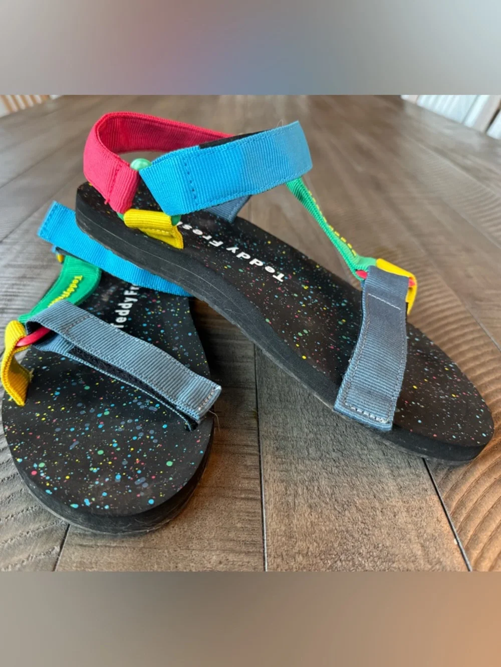 Teddy Fresh Combat Ready Warrior Colorblock Strap Retro Sandals Men’s Size 8